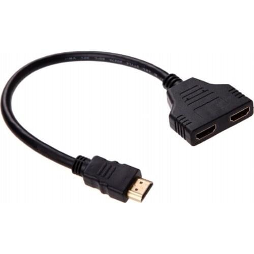 Dual HDMI male to HDMI female adapter cable connection 30 cm (black)