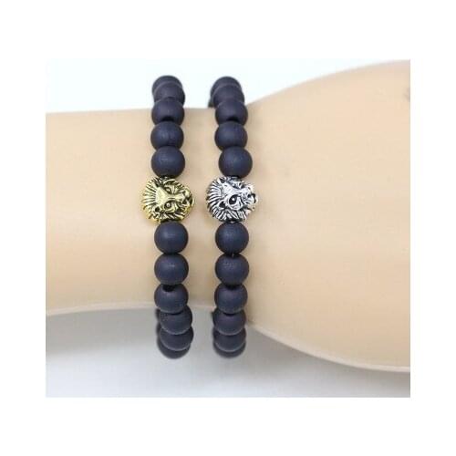 European and American retro foreign trade jewelry mens bead bracelet natural stone leopard head bead bracelet