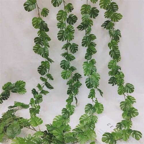 Artificial Plants Vine Garland Simulation Turtle Back Leaf Rattan Hanging Wall Green Plants Leaf Home Wedding Decortion Flowers