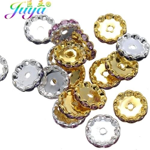 Wholesale Beadwork Metal Spacers Beads 15mm Gold Cz Rhinestones Natural Stones Jewelry Spacers Charm Beads Accessories