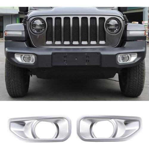 JXKaFa For Jeep Wrangler JL 2018+ Car Front Fog Light Lamp Decoration Frame Cover Sticker Car Accessories