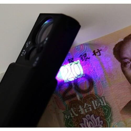1pcs 30X 60X LED Mini Pocket Magnifying Lupa Hand Magnifier Portable Jeweler Microscope Currency UV Detector Len Newest