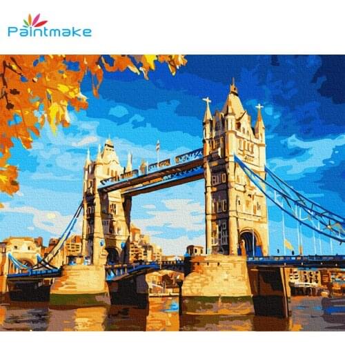 Paintmake Landscape DIY Paint By Numbers Bridge Fireworks Oil Painting On Canvas Home decoration Paintings Adult Kids