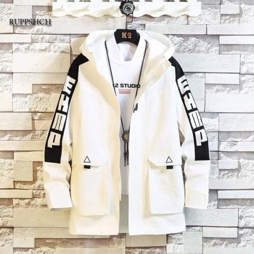 Spring Autumn Men Casual Street Wear Street Dance Hip-Hop Alphabet Hooded Jacket Men Waterproof Clothes Men Windbreaker Jacket M