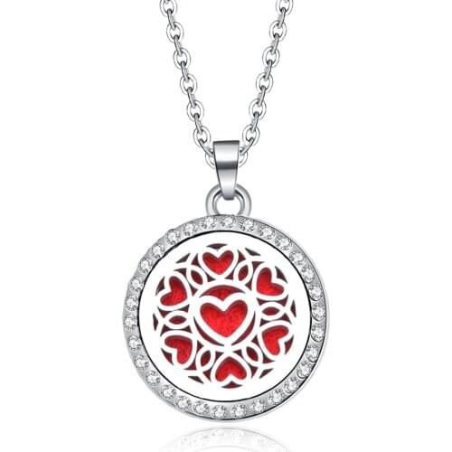 Love Heart Essential Oil Felt Balls Diffuser Cage Perfume Lockets pendant necklaces Heart Hollow out Aromatherapy Locket
