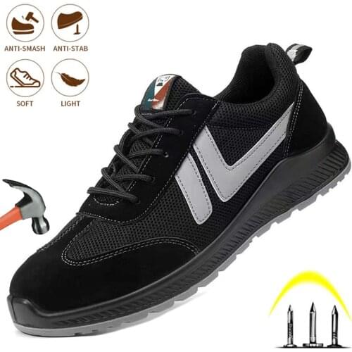 Men Safety Work Shoes Steel Toe Cap Indestructible Steel Toe Cap Boot Anti-puncture Anti-smashing Footwear Breathable Light Shoe