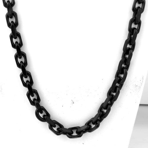 8mm Punk Mens Necklace Chain Stainless Steel Black Color Rolo Link Oval Chains Necklaces for Men Jewelry