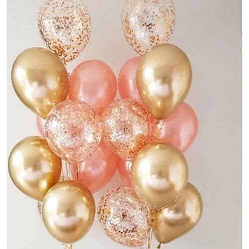 18pcs Metal Chrome Gold Silver Latex Balloons Set 12inch Transparent Confetti Balloon Wedding Birthday Party Decoration Globos