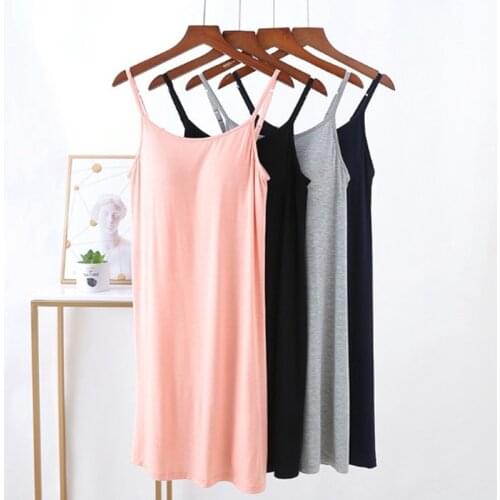 New sexy nightgown women sleeveless sling night dress modal cotton sleepwear bra pad comfortable short nightshirt female dresses