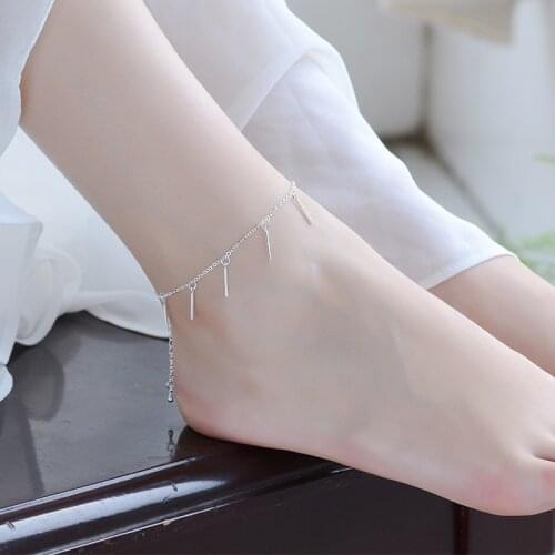 TJP New Trendy Girl Silver Anklets Jewelry Top Quality 925 Silver Bracelets For Women Party Accessories Best Lady Birthday Gift