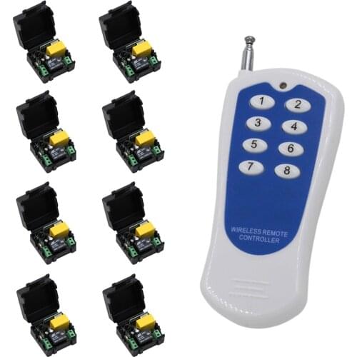 New AC 220V 8CH RF Wireless Switch Remote Control Switch 315MHz/433Mhz Transmitter With 8 X Mini Size Receivers