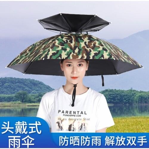 Wholesale fishing fish hats umbrella large childrens adult hats wearing umbrellas outdoor folding umbrellas for men and women