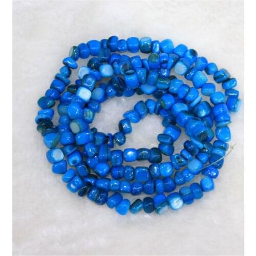 Wholesale Gravel Shape 5-8 mm Square Natural Shell Dye Blue Beads For Jewelry Making Stone DIY Bracelet Necklace Strand 34