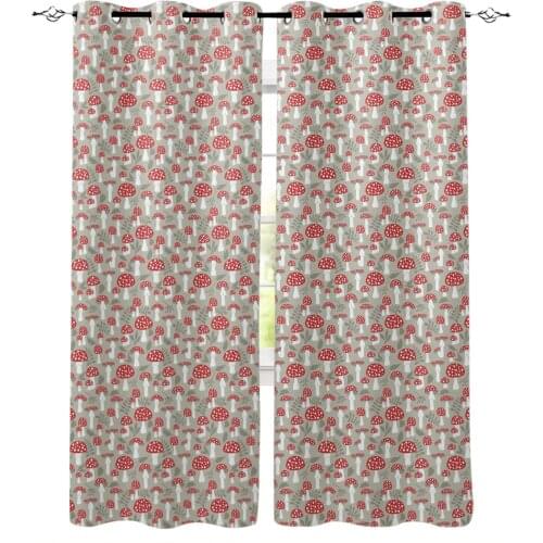 Amanita Autumn Cartoon Curtains for Living Room Bedroom Modern Home Decoration Window Curtain Kids Room Home Supplies