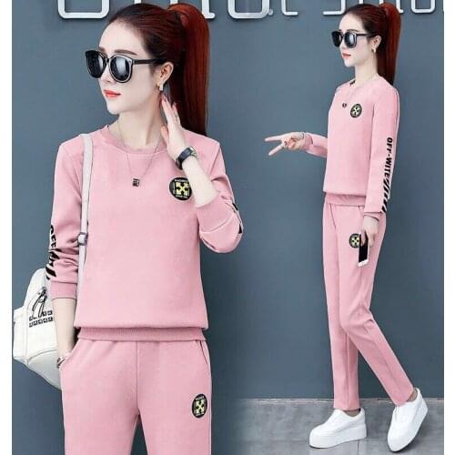 Autumn Two Piece Set Top And Pants Tracksuits 2 Piece Sets Women Sports Suits Lounge Wear Fall Clothes 2020 Korean Fashion Pink