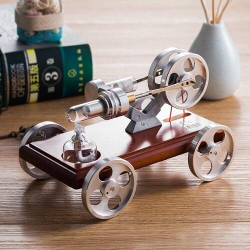 Solid Wood Baseplate DIY Stirling Engine Car Stem Steam Model Set Early Learning Model Engine Toys For Children