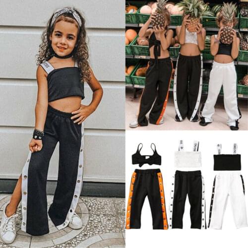 1-6Y Fashion Toddler Kid Baby Girl Clothes Sets Letter Casual Crop Top Pants Tracksuit Outfit Summer