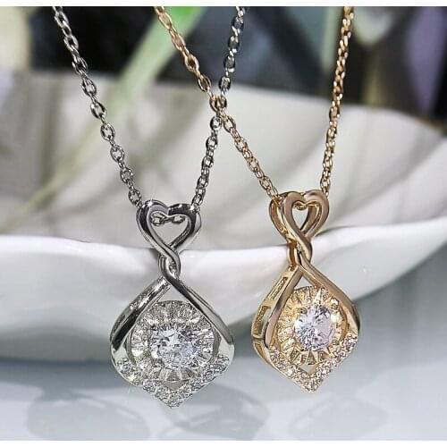 Huitan Beautiful Ladys Necklaces with Shiny CZ Stone Novel Design Graceful Women Accessories for Party Fancy Gift Trend Jewelry
