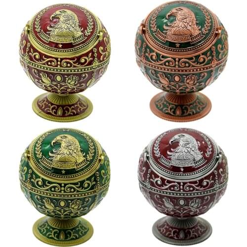 Retro Metal Ashtray Smoking Ashtray With Lid Portable Windproof Smoking Ashtray Globe Ashtray Beautiful Color Ashtray