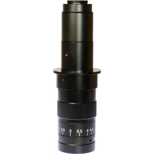 Adjustable 180X Magnification Zoom 25mm C-mount Lens 4.5X Adapter for Industry Microscope Camera Eyepiece Magnifier