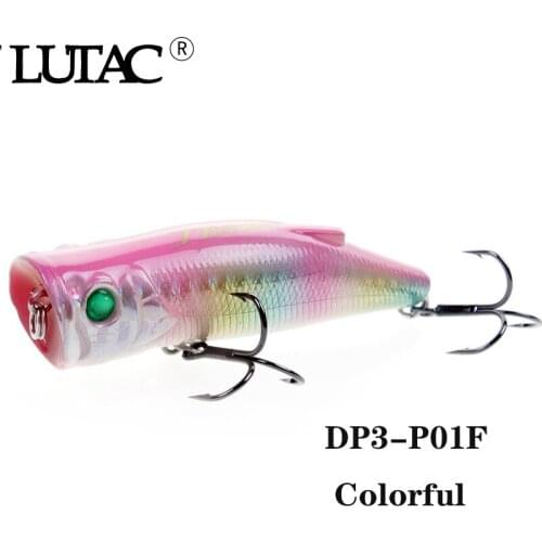 LUTAC hard plastic fishing bait topwater popper lure artificial bait 70mm/10g BKK hook fishing lures