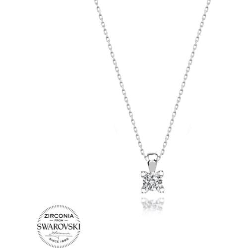 Silver 925 Sterling 4,25mm Swarovski Zirconia Cubic Zirconia Solitaire Pendant