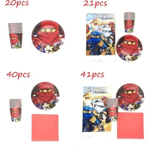 41pcs Legao Ninjagoing Theme Kids Birthday Party Decorations Supplies Cup Plate Napkin Tablecloths Disposable Tableware Supply