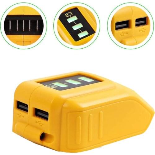 Hot USB Converter Charger For DEWALT 14.4V 18V 20V Li-ion Battery Converter DCB090 USB Device Charging Adapter Power Supply