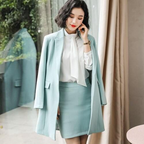 Blazer skirt set office uniforms two piece skirt suits skirtand jacket fashion female suit skirt blazer skirt set Extra size