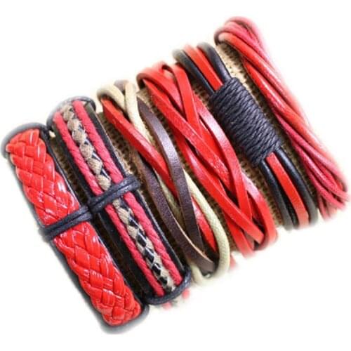 Wholesale Handmade 6pcs/lot wholesale bangles ethnic braided hemp leather bracelet for women pulseiras masculinas de corda -H13