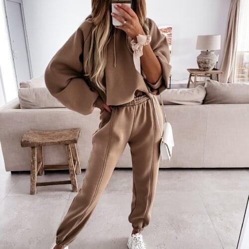 Womens Leisure Hooded Sweater And Pants Two Piece Set Harajuku Sweatshirts Pullover And Trousers Suits Casual Tracksuit