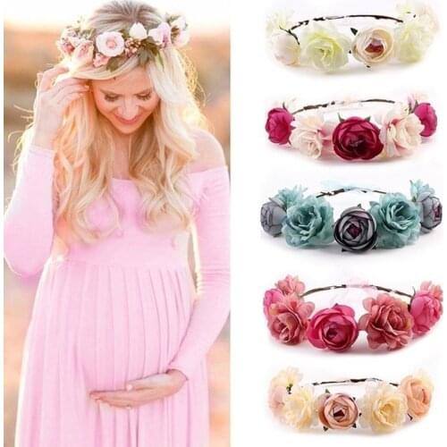 Women Rose Flower Headband Wedding Tiaras Floral Headwear Hairbands Headpiece Scrunchies Hair bands girls hair accessories