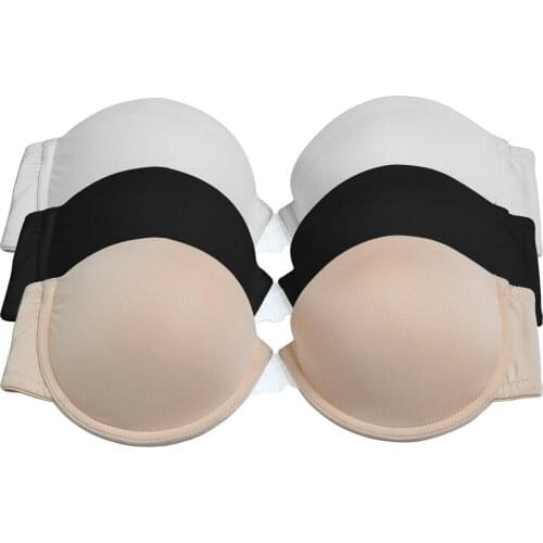 Vgplay Push-up Women Lingerie Padded Push Up Bra For Women Solid Plunge Underwire Strapless Bralette Plus Size A B C D DD E Cup