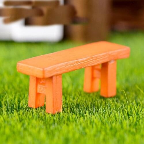 1PC Wooden Bench Miniature Figurine Fairy Garden DIY Accessories Doll House Decoration Cartoon Models Plastic Baby Toy
