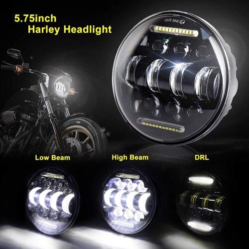 MOVOTOR Motorcycle 5.75'' LED Headlight with White DRL Driving Headlamp for -Harley Sportster 1200