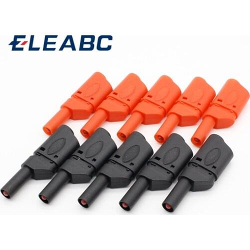 10Pcs Red/Black Safety Fully Insulated 4mm Male Stackable Banana Plug Connector