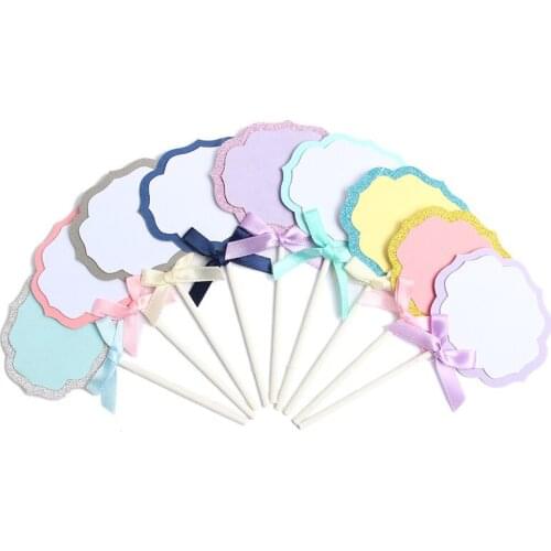 10pcs Writable Cake Decor Card Birthday Festival Hoilday Cake Blank Handwritten Blessings Card Baking Card Insert Flag Supplies