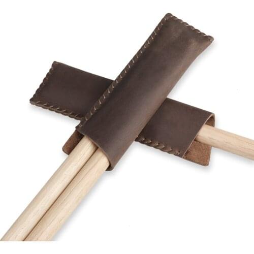 2pcs Leather Drum Stick Holder Set Case Handmade Organizer Brown for 5A 5B 7A Drumstick Percussion Instruments Parts Accessories