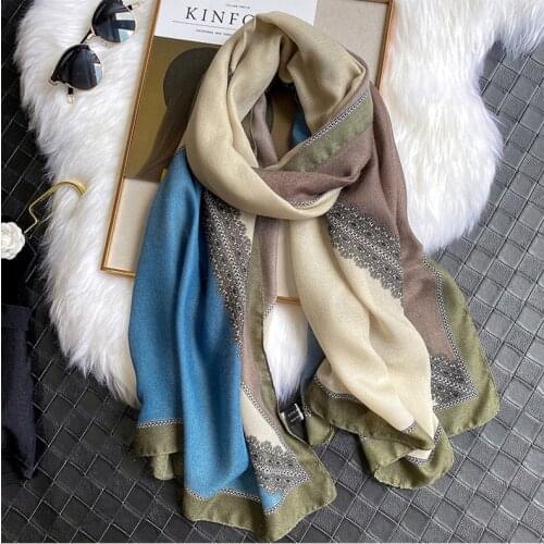 2020 New Winter Lace Print Scarves And Shawls Long Trendy Scarf Wrap Hijab 3 Color Free Shipping