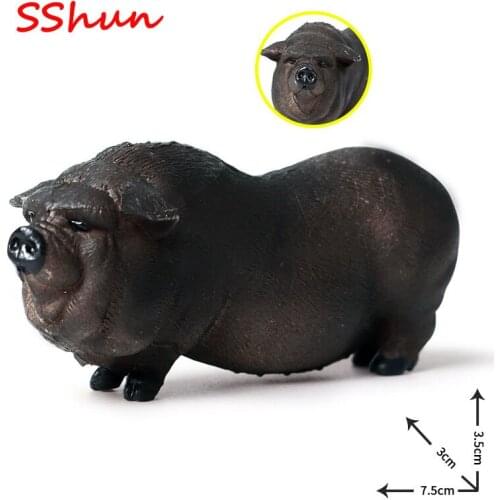 7.5*3*3.5CM Vietnam pig farm boar and sow piggy black pig wild simulation wild animal toy pig model solid static decoration