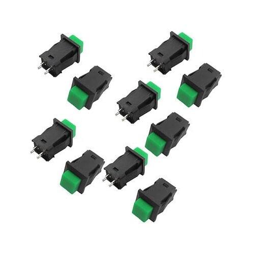 AC 125V/3A 1A/250V Green Square Cap 2 Pin SPST Self Lock Push Button Switch