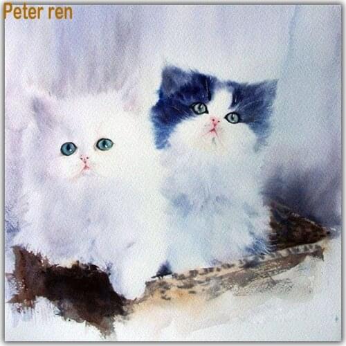 Peter ren DIY Diamond painting cross stitch kitten Paintings from diamonds full mosaic Rhinestone Beaded embroidery"Persian cat"
