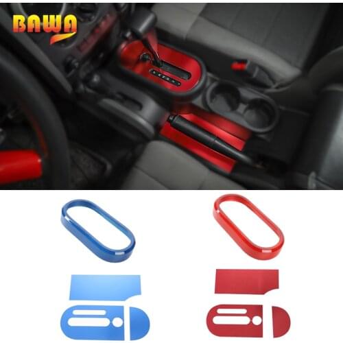 BAWA Automotive Interior Stickers Gear Shift Knob Panel Trim Cover Sticker for Jeep Wrangler JK 2007-2010 Car Accessories