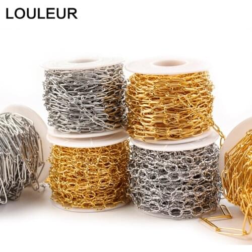 1 Meter Stainless Steel Gold Chains Bulk Flat Chain for DIY Jewelry Making Supplies Wholesale Lots Chain Handmade Accessories