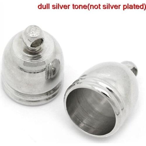 DoreenBeads Copper Necklace Cord End Tip Beads Caps Silver Color 14mm x 10mm,20PCs