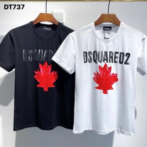 Dsquared2 Classic Men/Women Casual Streetwear Hip-Hop Round Neck Short-Sleeved T-Shirt Cotton Locomotive Letter Printing Tees