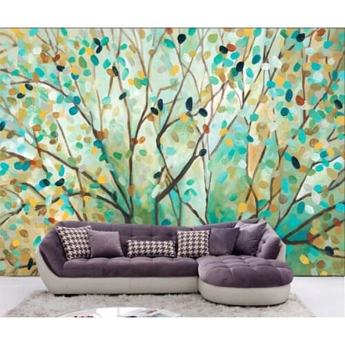 European style retro retro nude hand-painted tree wallpaper living room bedroom childrens room murals beautiful TV background