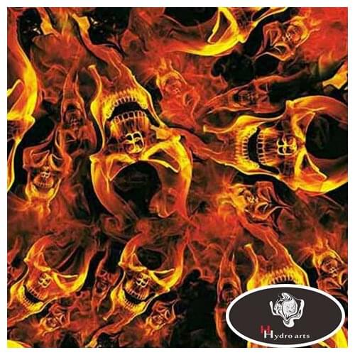 NO.HFD047 Flaming SKULL Water Transfer Printing Film Hydrographic Film 50cm*10m aqva print