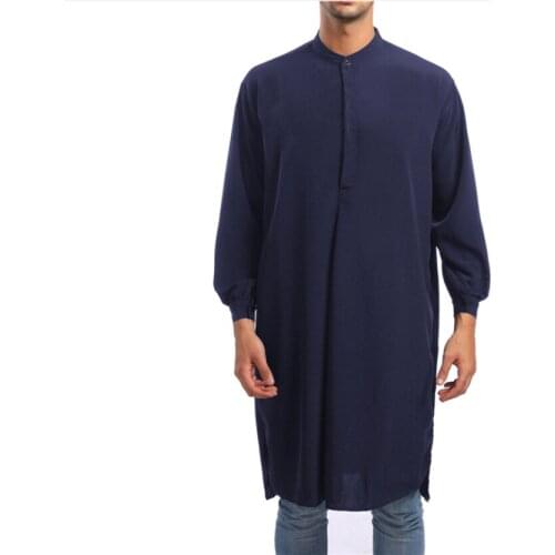 Kaftan Dubai Muslim Homme Thobe Islamic Clothing Cotton Long Shirt Black Arabic Jubah Kaftan Moroccan Islamic Men Musulman Abaya