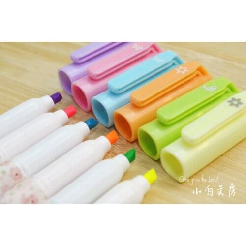 Kawaii Highlighter Pen Multicolour Neon Pen Study Marker Chenguang Stationery 12 Pieces/Lot School Supplies